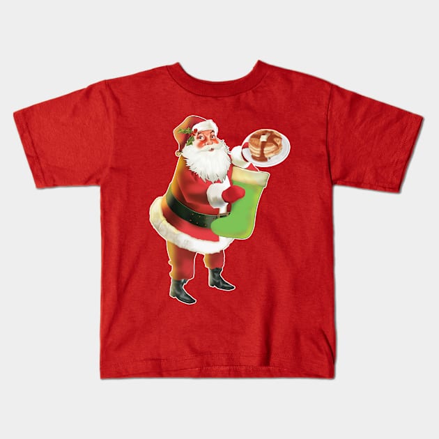 Santa Pancakes Kids T-Shirt by Pops Culture